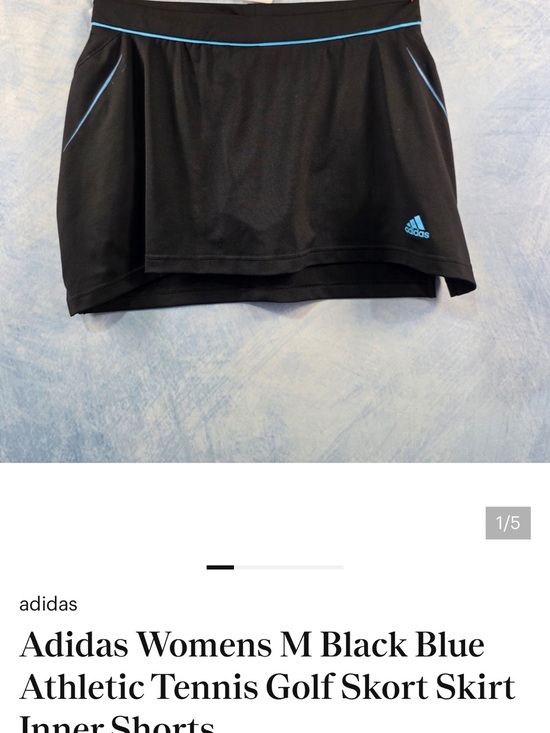 adidas Pants - adidas Black & Light Blue Athletic Skort with Blue Logo and Built In Shorts